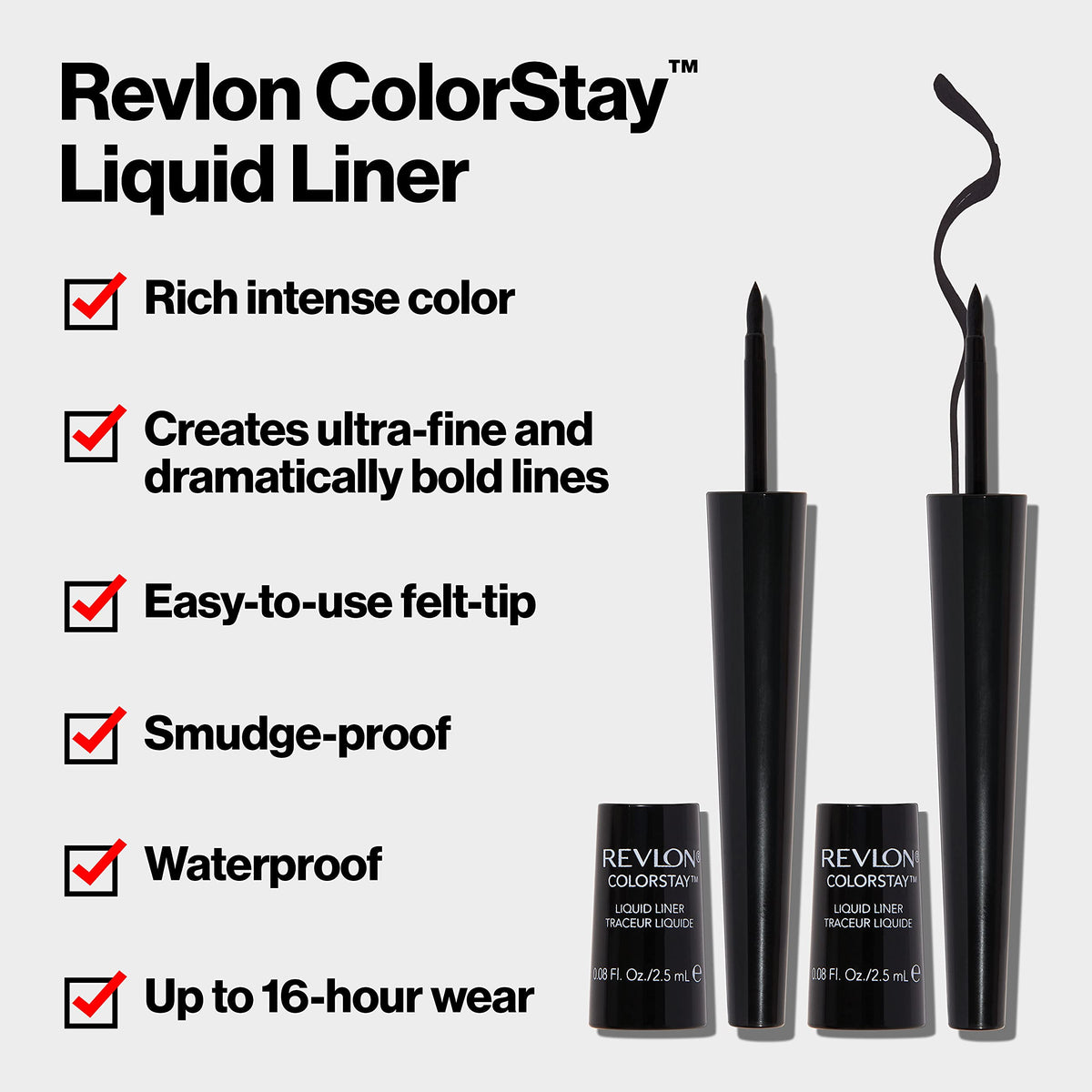 Revlon Liquid Eyeliner, ColorStay Eye Makeup, Waterproof, Smudgeproof, Stocking Stuffer for Her, Longwearing with Ultra-Fine Tip, Blackest Black Beauty & Personal Care REVLON