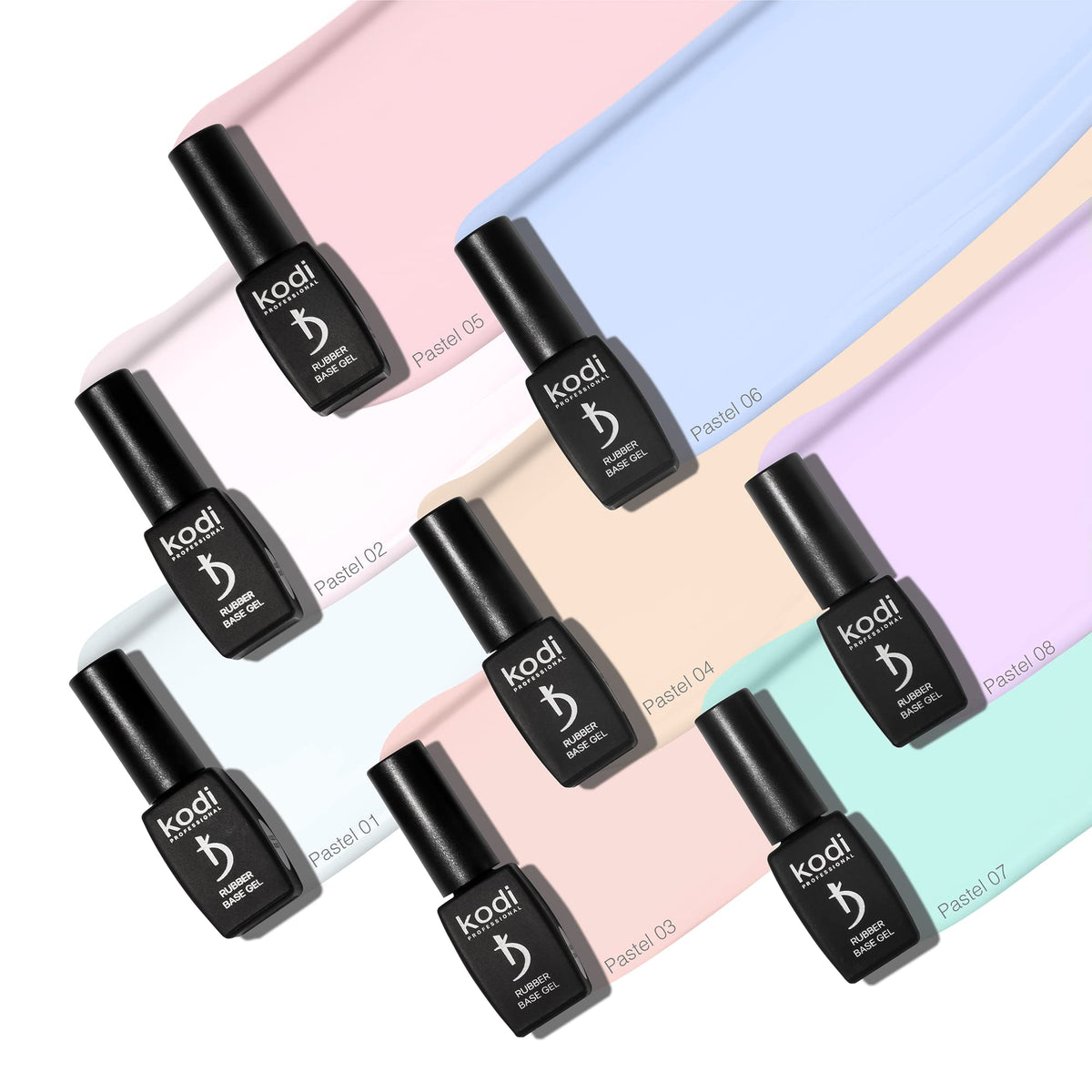 kodi professional Nail Polish Rubber Base Gel 7ml. (0.24 Fl Oz) HARMONY, OPAL, PASTEL, NATURAL, FRENCH LED/UV Coat Soak Off Original (8ml, Pastel05)