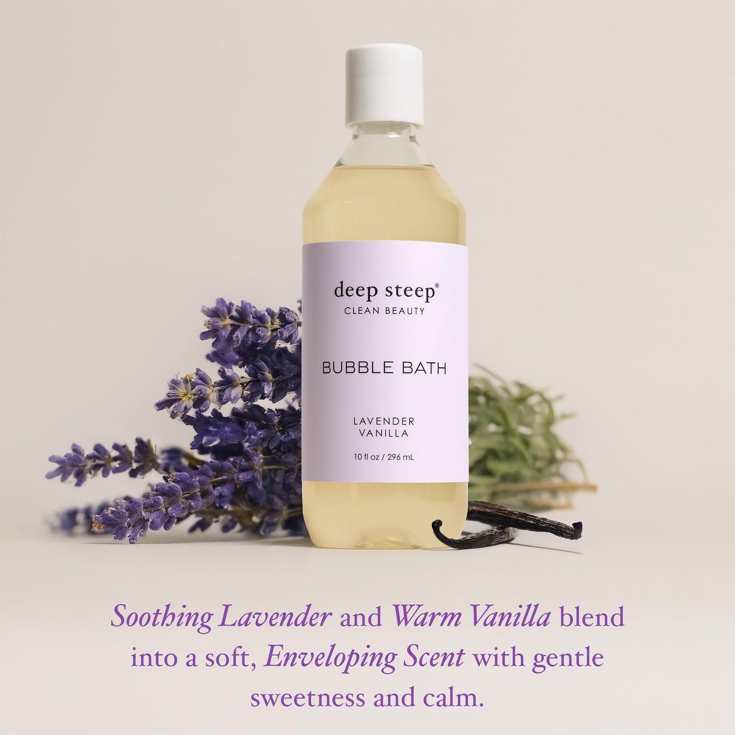 Deep Steep Bubble Bath, Lavender Vanilla, 10 oz - Soothing Soak with Shea Butter, Argan Oil, Aloe Vera & Coconut Oil - Vegan, Sulfate-Free Beauty and Personal Care Deep Steep