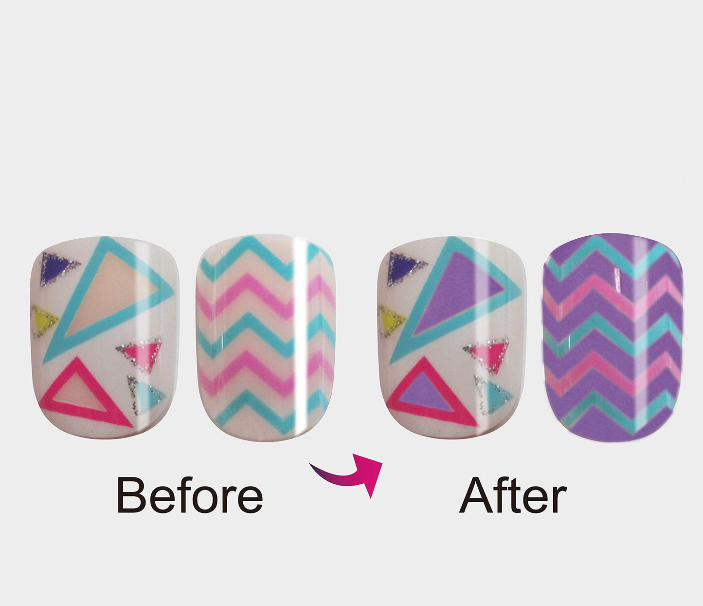 Vivace 4Pack 48Tips Color Changing Under Sun Fake Nails, Artificial Preglued Junior Sticker Nails 11461 etc (Sun 1) Beauty & Personal Care Vivace