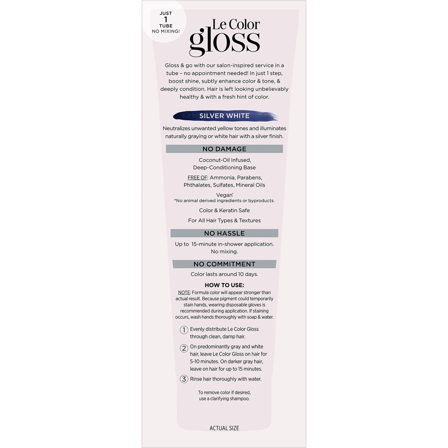 L'Oreal Paris Le Color Gloss One Step Toning Gloss, In-Shower Hair Toner with Deep Conditioning Treatment Formula for Gray Hair, Silver White, 1 Kit Beauty & Personal Care L'Oreal Paris