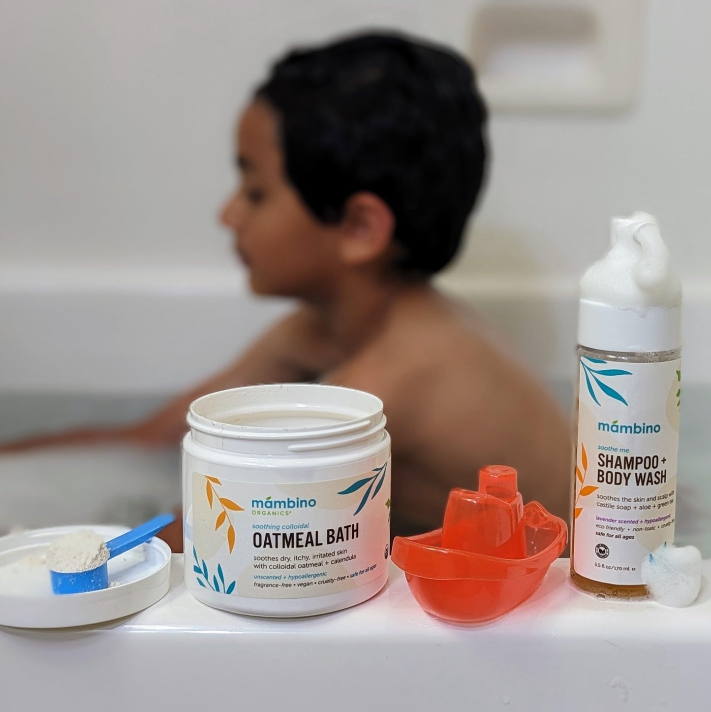 Mambino Organics Calming Skin Set, Oatmeal Bath Soak Powder & Soothing Body Oil, Fragrance-Free with Jojoba & Evening Primrose, Gentle for Babies Beauty and Personal Care Mambino Organics