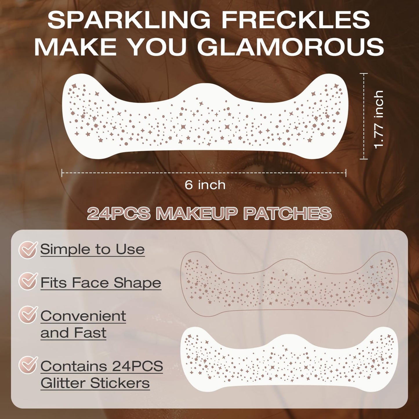 Leterly 24 Pcs Glitter Freckles Face Tattoo,Brown Face Glitter Makeup Patches Cute Sparkle Freckles Patches Waterproof Makeup Speckles for Face Beauty & Personal Care Leterly