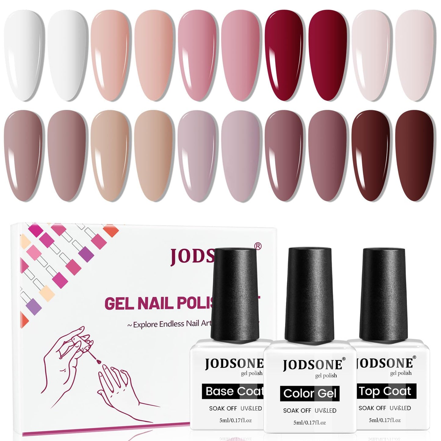 JODSONE 23 PCS Gel Nail Polish Kit with U V Light Popular Color with Durable Base Coat Matte Glossy Top Coat Beauty and Personal Care JODSONE Default Title