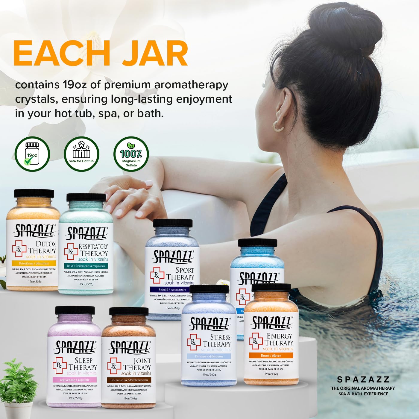 Spazazz RX Therapy Hot Tub Spa and Bath Aromatherapy Salt Crystals - 8 Pack Sample Bundle Includes Muscle - Joint - Detox - Stress - Respiratory Beauty and Personal Care Spazazz