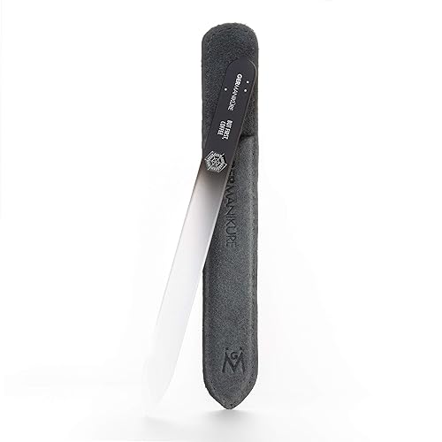 GERMANIKURE Glass Nail File in Suede Sleeve - But First Coffee - Professional Crystal Nail File for Natural Nails - Ideal Manicure & Pedicure Tool Beauty & Personal Care GERmanikure