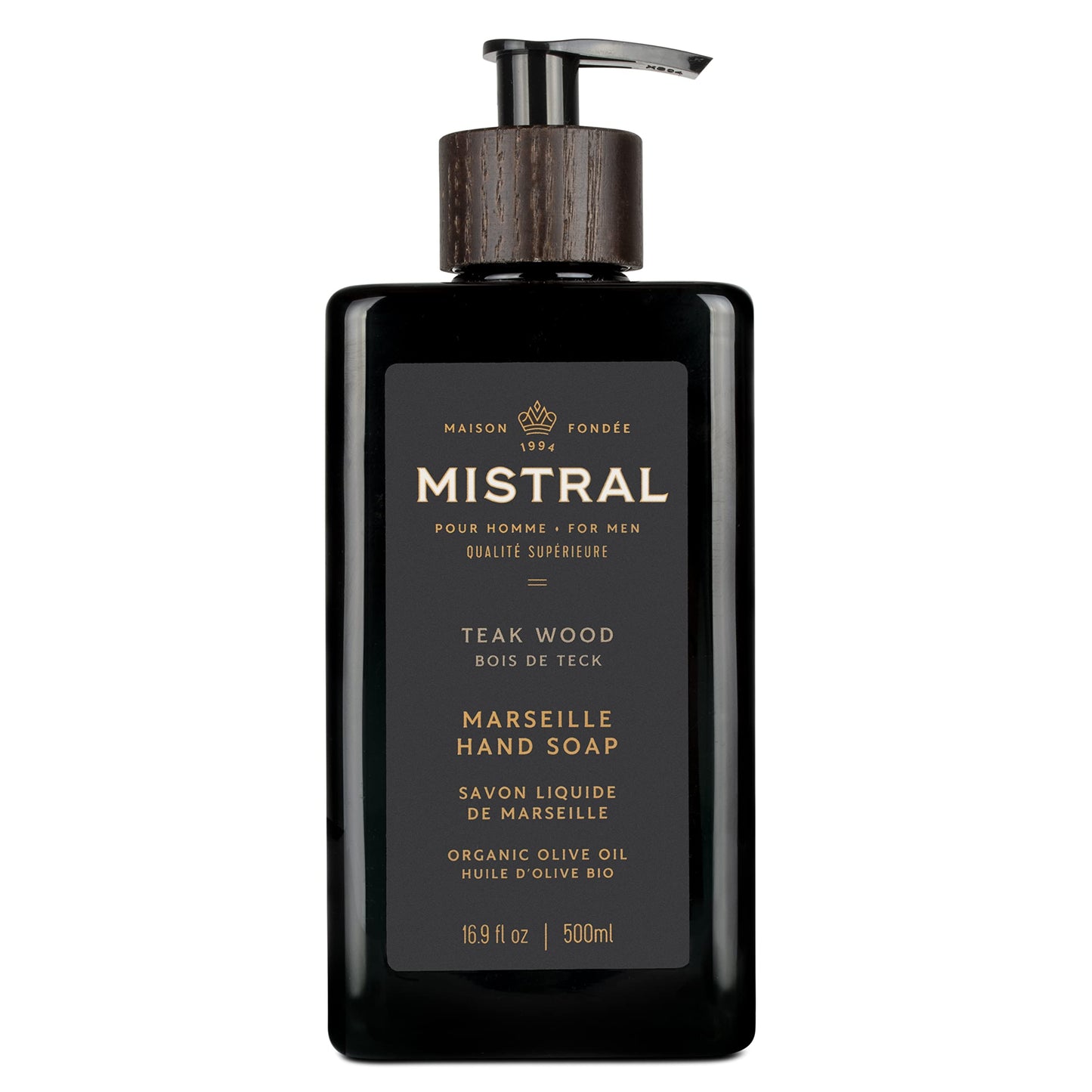 Mistral Teak Wood Liquid Hand Soap for Men | Luxury Moisturizing Handsoap with Organic Olive Oil, Glycerin and Coconut Oil | Rich Lather | Beauty & Personal Care Mistral
