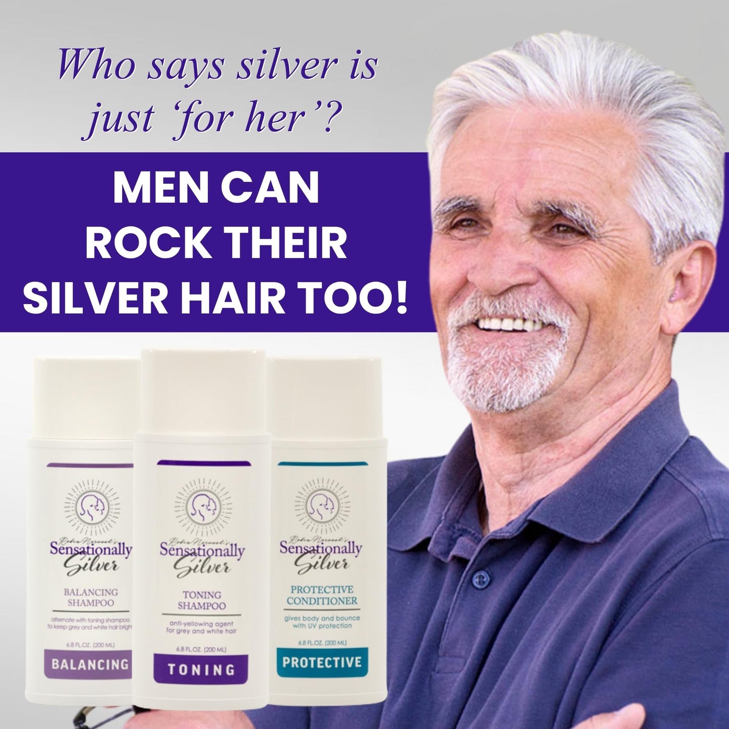 Father's Day | Sensationally Silver 3-Piece Gift Set - Premium Hair Care Trio for Gray, Silver & White Hair | Includes Toning Shampoo, Balancing Beauty & Personal Care Robin Norwood's Sensationally Silver