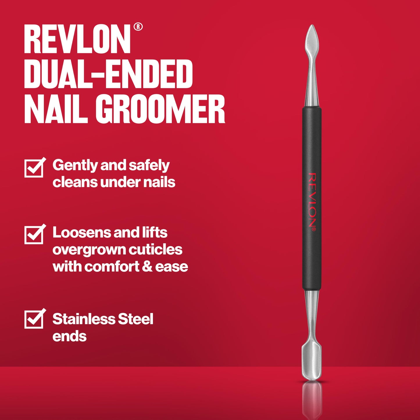 Revlon Expert Dual-Ended Nail Groomer, Stainless Steel Manicure Tool, Clean Under Fingernails and Lift Cuticles, 1 Count Beauty & Personal Care REVLON