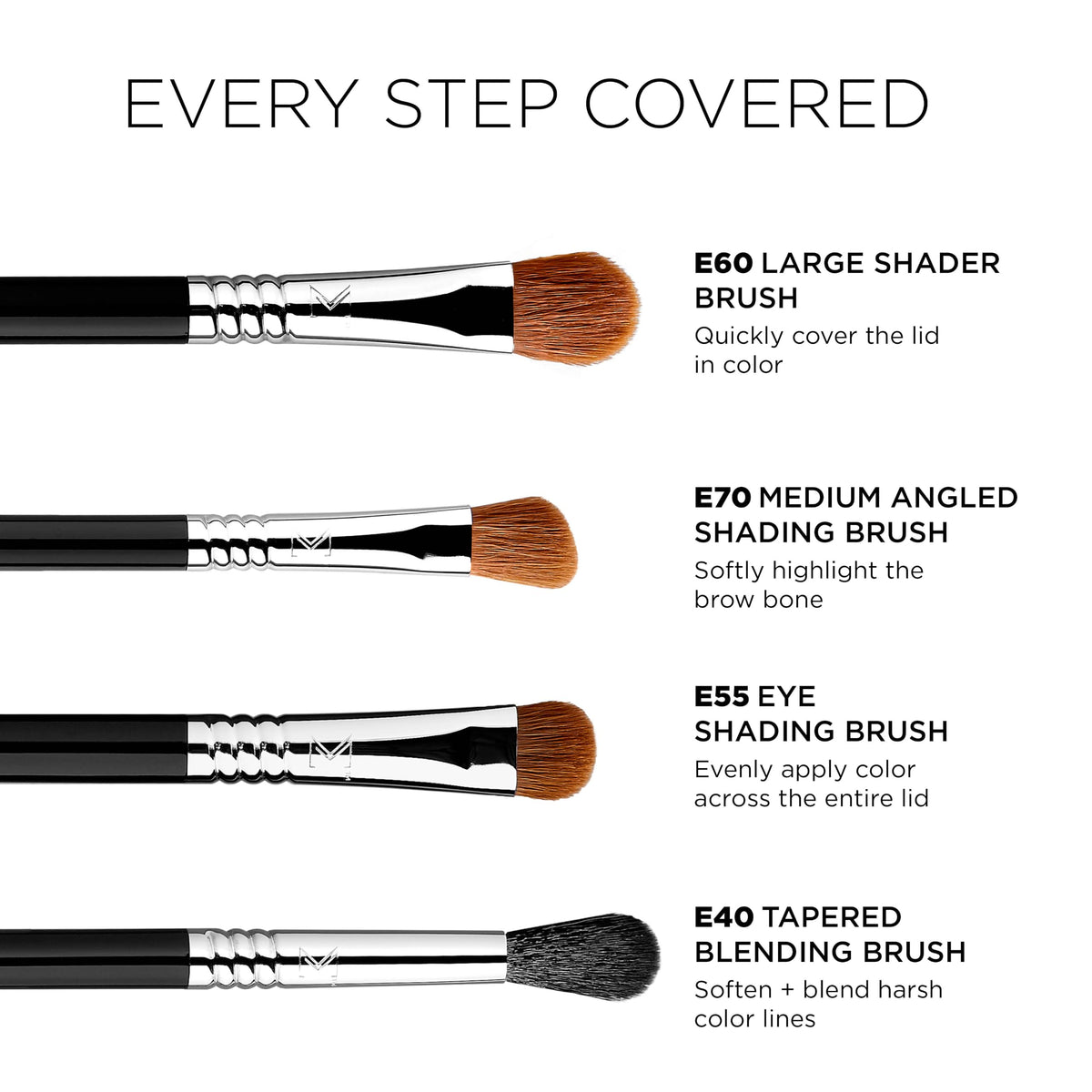 Sigma Beauty Basic Eye Brush Set - Makeup Brushes 7 Pieces Fibers & Sleek