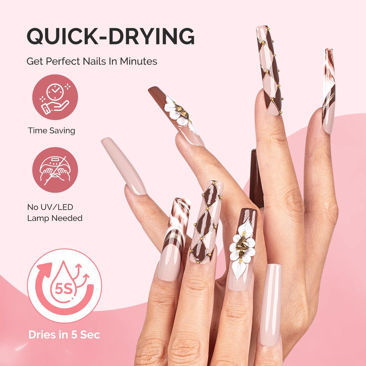 MelodySusie Nail Glue for Press on Nails Acrylic Nail Tips Quick-Drying Super Strong Long Lasting Adhesive for Fake Nails No UV Lamp Needed with Easy Beauty and Personal Care MelodySusie