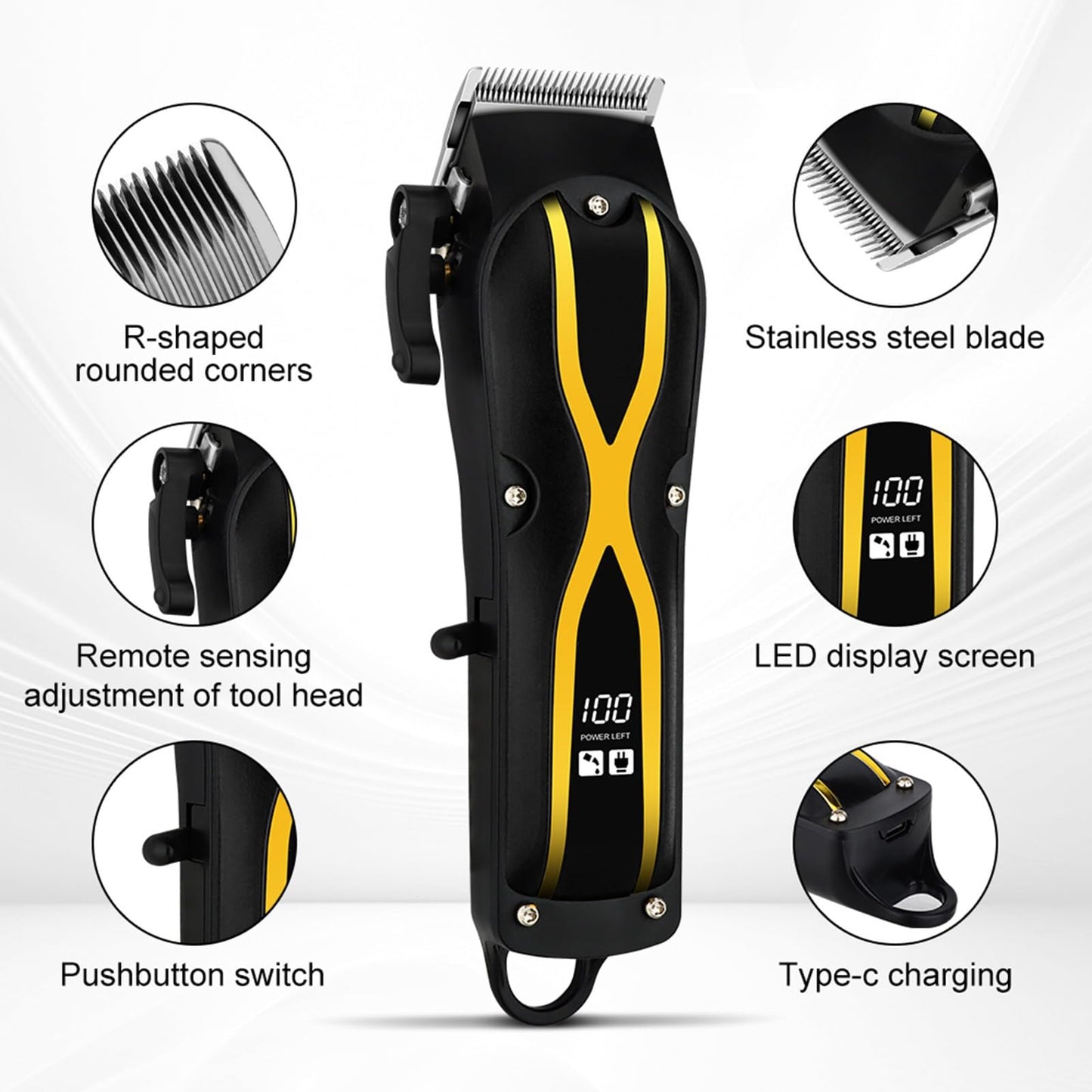 QDKVTNDJZ Mens Hair Clippers, Rechargeable Cordless Trimmer Head Shavers Haircut Professional Barber Cutting Machine Beauty and Personal Care QDKVTNDJZ