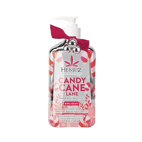 Hempz Limited Edition Peppermint Candy Cane Herbal Body Lotion Moisturizer (17 Oz) - Holiday Body Lotion for Women or Men with Dry Skin - Hydrating Beauty & Personal Care Hempz