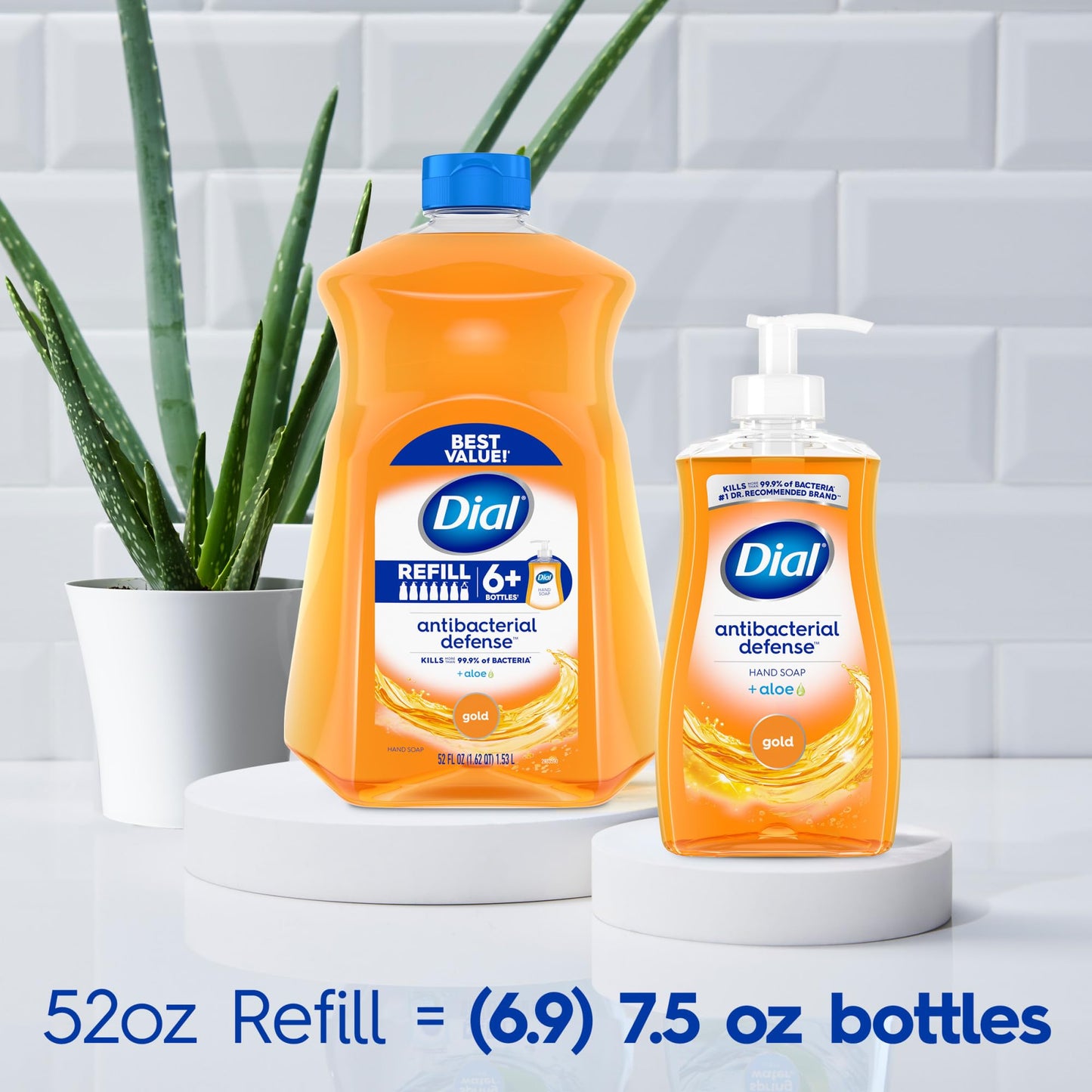 Dial Antibacterial Defense Liquid Hand Soap + Aloe, Gold Scent, 52 Fl Oz Hand Soap Refill (3 Count), Dermatologist-Tested, Gentle Formula Beauty & Personal Care Dial