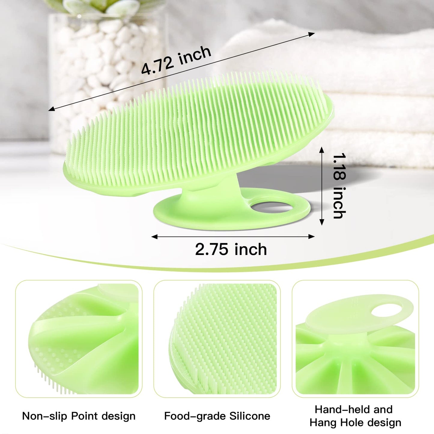 INNERNEED Food-Grade Soft Silicone Body Cleansing Brush Shower Scrubber, Gentle Exfoliating and Massage for All Kinds of Skin (Green) Beauty & Personal Care INNERNEED