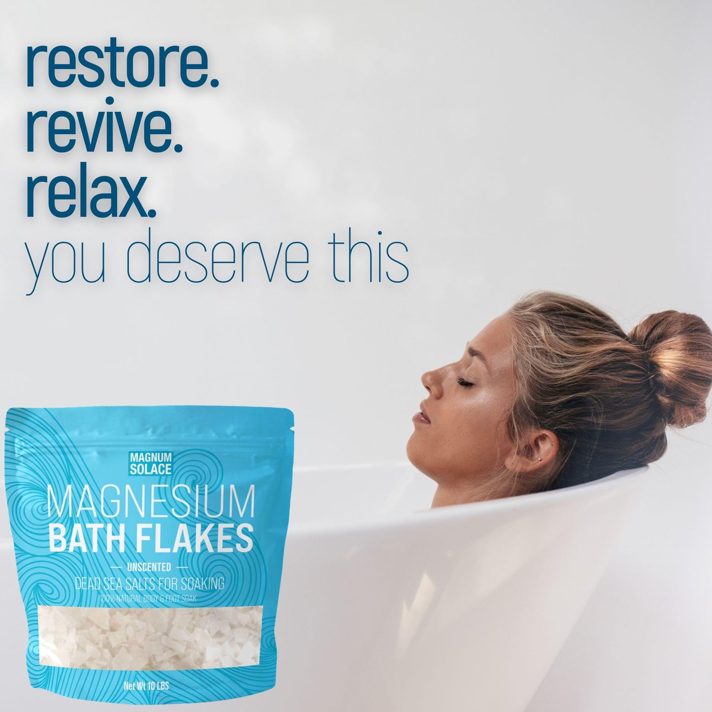 Magnesium Flakes for Bath - Magnesium Chloride Flakes - Dead Sea Salts for Soaking, 3.0 LBS Beauty and Personal Care Magnum Solace