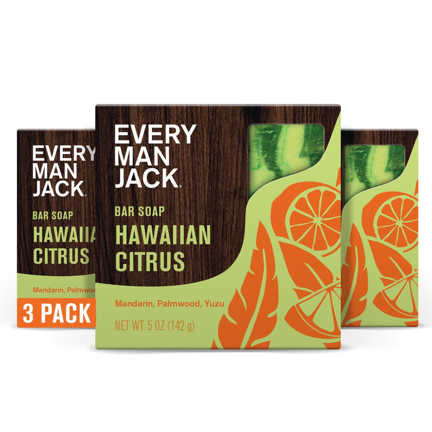 Every Man Jack Cold Processed Mens Bar Soap - Hawaiian Citrus Scent - Deeply Cleans & Hydrates w/Naturally Derived Ingredients - (3 Pack) Beauty & Personal Care Every Man Jack