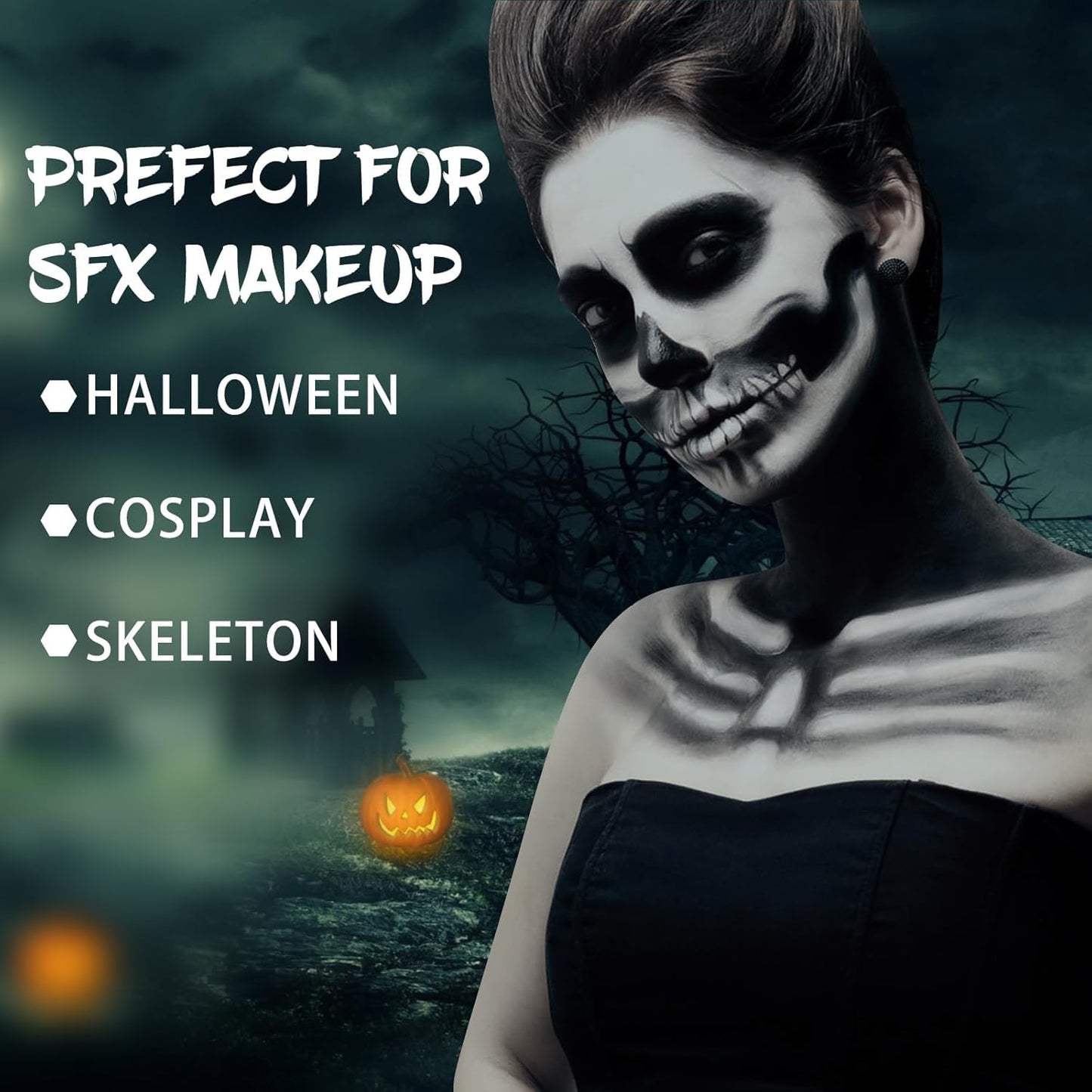 Halloween Face Body Paint, Clown White Makeup Tube, Washable for SFX Skull Joker Zombie Vampire Skeleton Goth Cosplay Beauty & Personal Care Js2U ZW