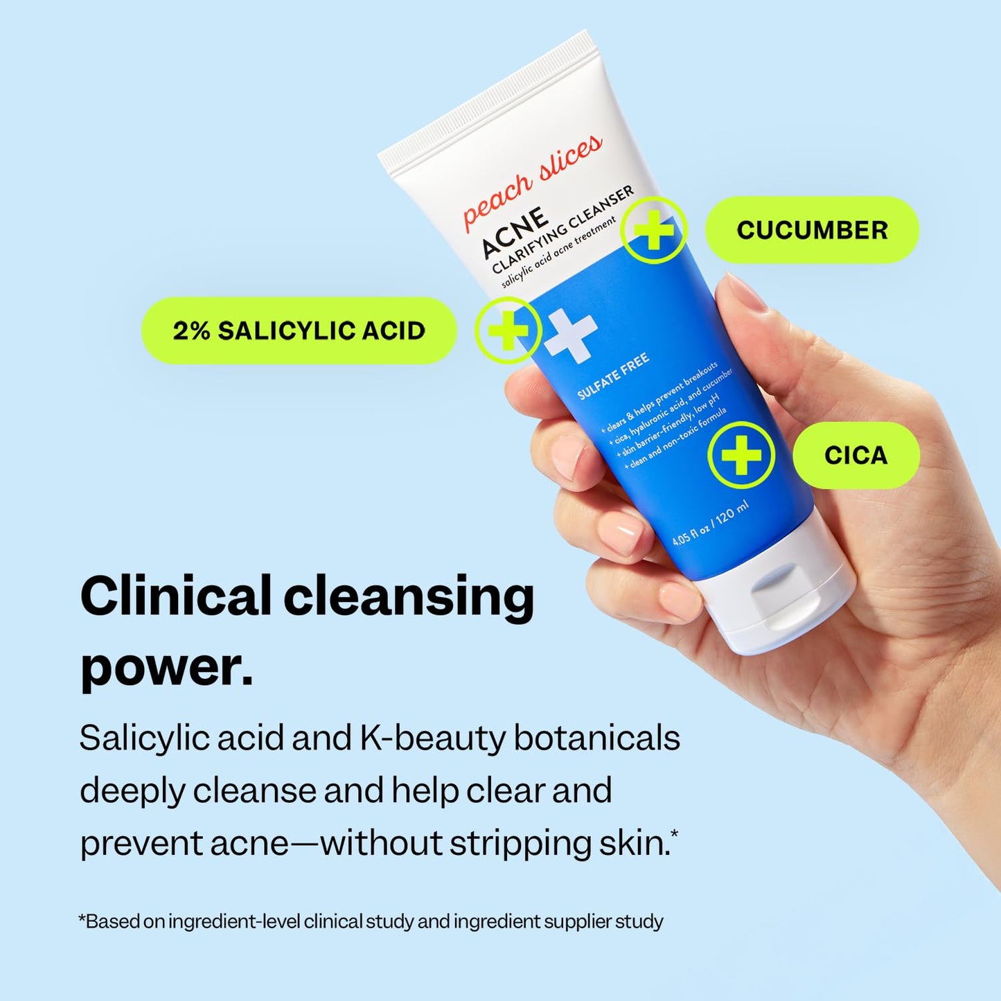 Peach Slices - Acne Clarifying Cleanser (4.05 oz) - 2% Salicylic Acid Acne Treatment - Clear & Prevent Breakouts, Hydrate - Cucumber, Cica, Acerola Beauty & Personal Care Peach Slices