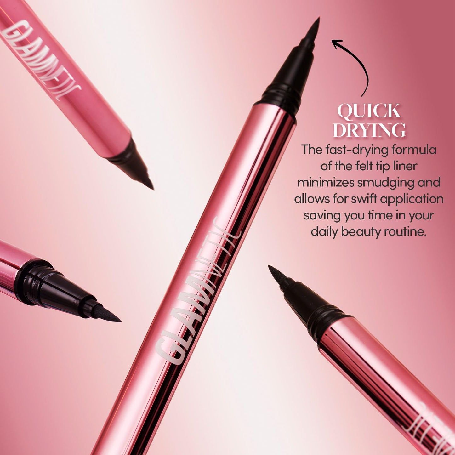 Glamnetic Felt Tip Magnetic Eyeliner Pen - Black 0.025 fl oz | Black Smudgeproof & Waterproof Eyeliner Pen, All-Day Hold for Magnetic Eyelashes Beauty & Personal Care Glamnetic