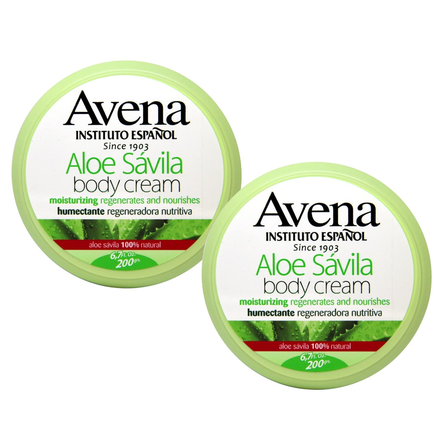 Avena Instituto Espanol Aloe Savila Body Cream, Moisturizing, Regenerates and Nourishes, 2-pack Of 6.7 FL Oz each, 2 Jars Beauty & Personal Care Avena Instituto Espanol