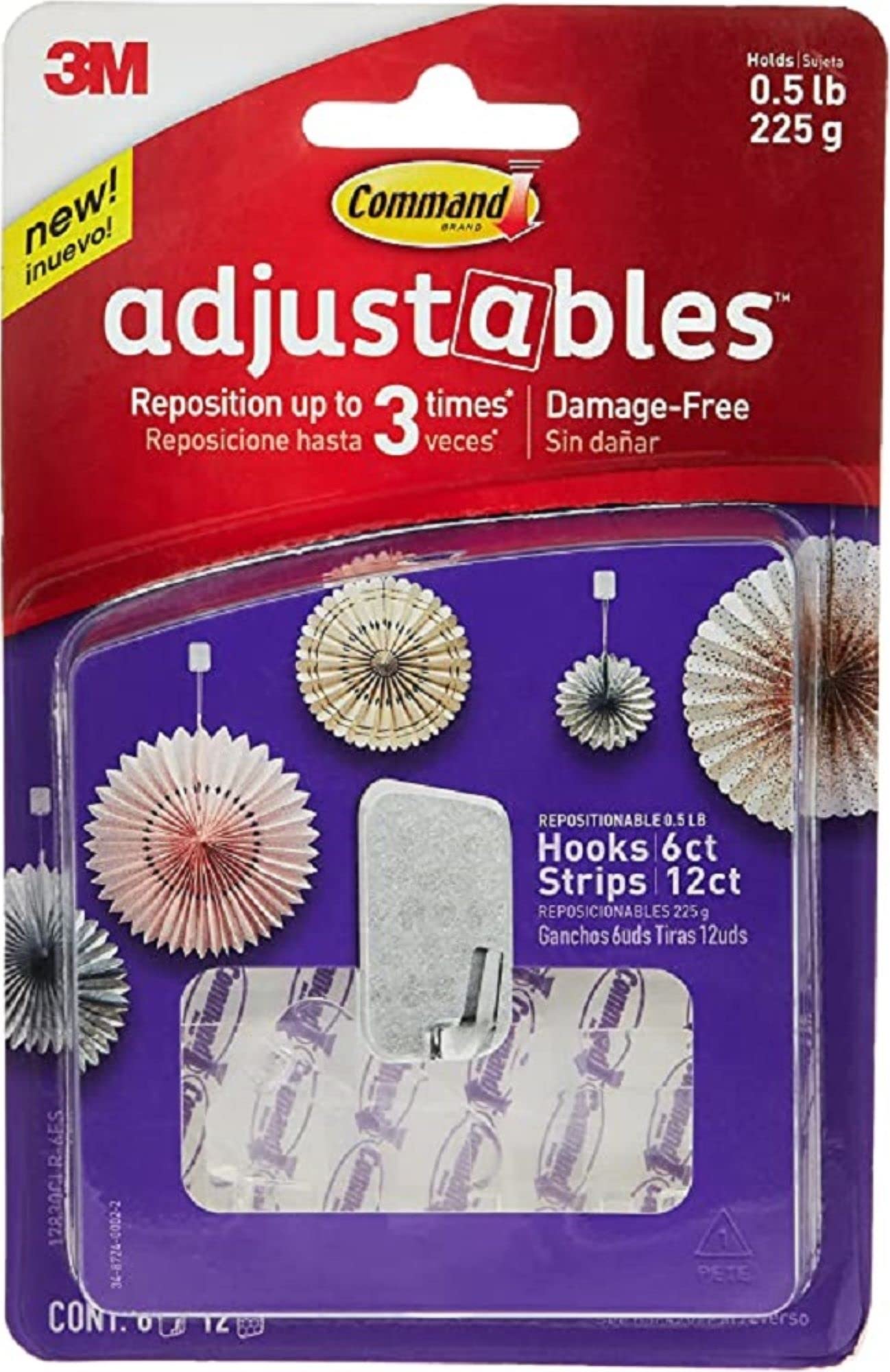 17820-18ES Adjustables Strips, 1/2-lb Capacity, Repositionable, 18 Count - Quantity 44 Beauty and Personal Care Command