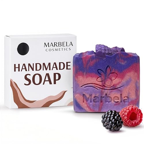 Marbela Cosmetics Velvet Berry Handmade Soap Bar - Hydrating Sweet Fruity Body Soap for Soft Skin, Face & Hands - Vegan Cruelty Free Artisan 3.5 Oz Beauty & Personal Care Marbela