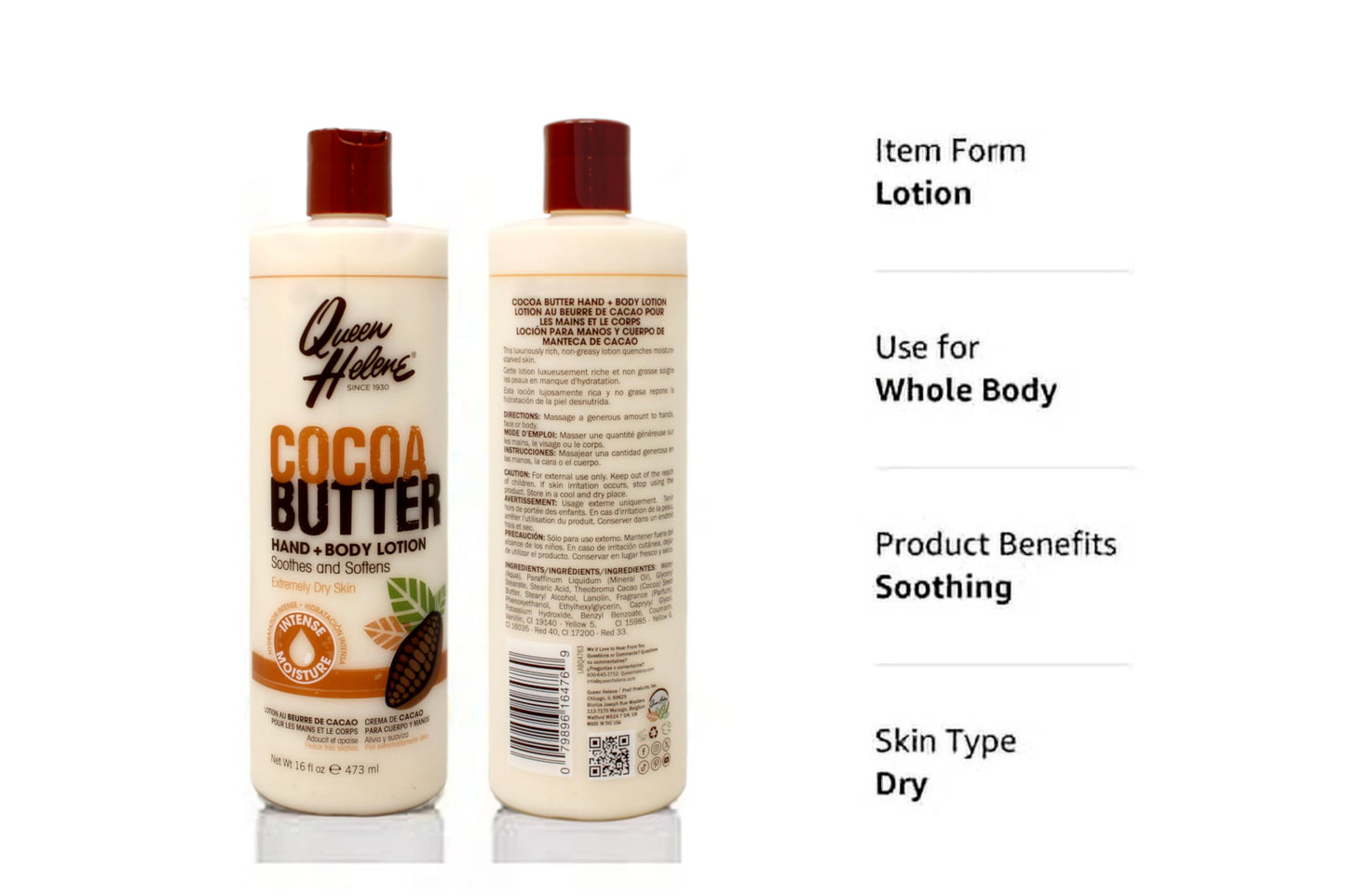 QUEEN HELENE Cocoa Butter Hand & Body Lotion 16 oz (Pack of 6) Beauty & Personal Care Queen Helene