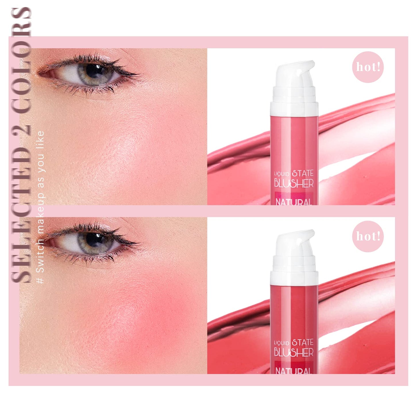 HOSAILY 2 Colors Liquid Blush Lightweight Cream Blush Makeup Waterproof and Long Lasting Natural Gel Cream Liquid Blush for Cheek (#03, 04) Beauty & Personal Care HOSAILY