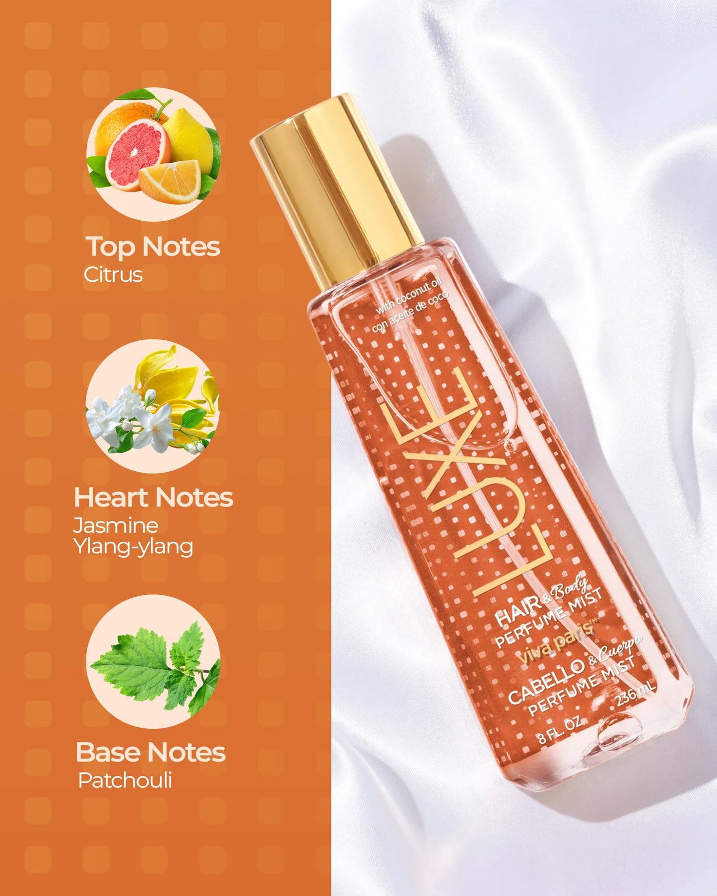Luxe Perfumery Viva Paris Hair & Body Perfume Mist - Citrus Floral Fragrance with Jasmine, Ylang-Ylang & Patchouli - Hydrating Coconut Oil & Glycerin Beauty & Personal Care Luxe Perfumery