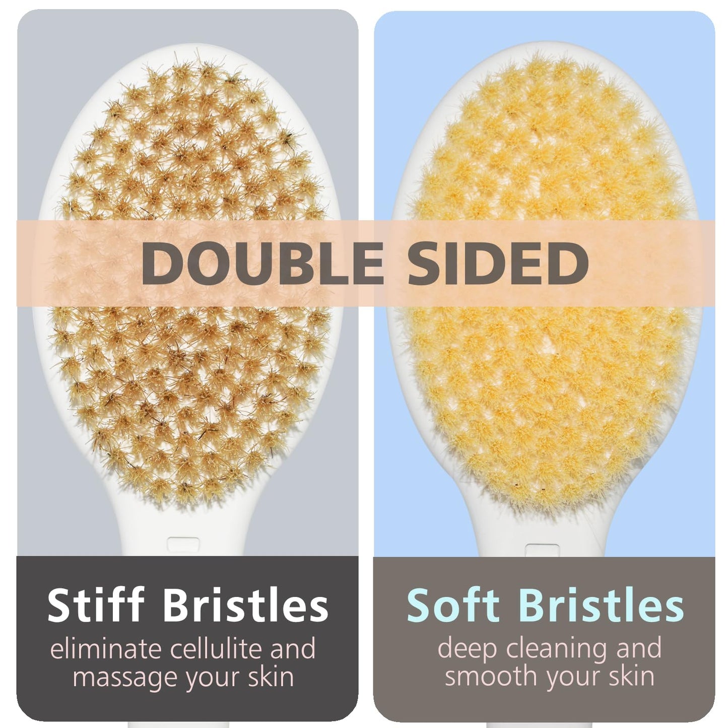 Shower Brush with Soft and Stiff Bristles, 20.5" Extended Long Handle Back Scrubber Dual-Side Bath Brush Body Exfoliator for Wet or Dry Brushing Beauty & Personal Care TEGOOL
