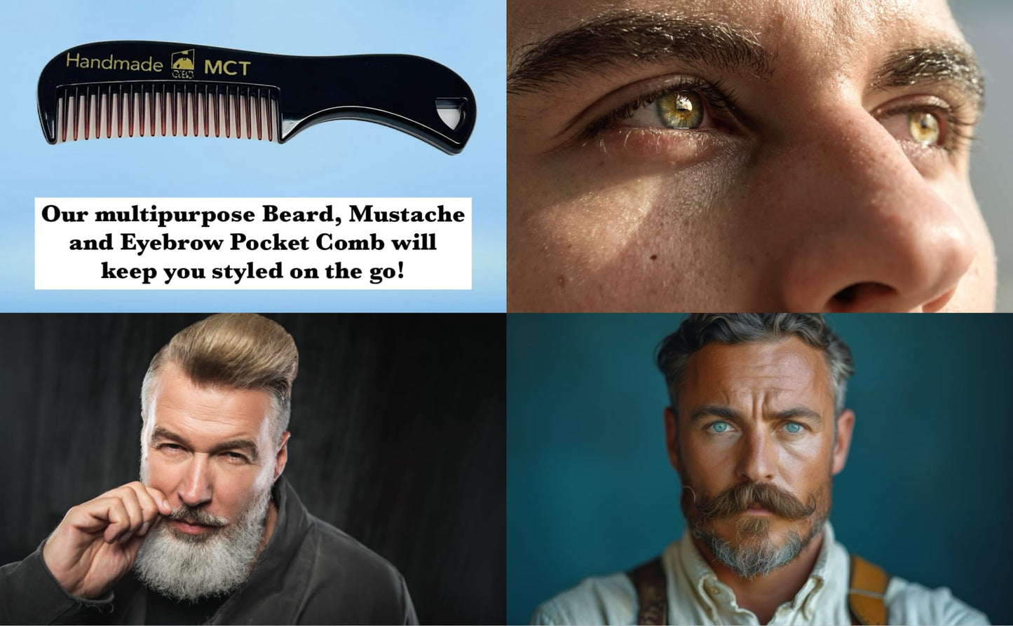 G.B.S Men's Grooming Set - Wood Beard Comb, Tortoise Beard and Mustache Comb 3 3/8in and 30ml Citrus Scented Beard Oil Beauty and Personal Care G.B.S