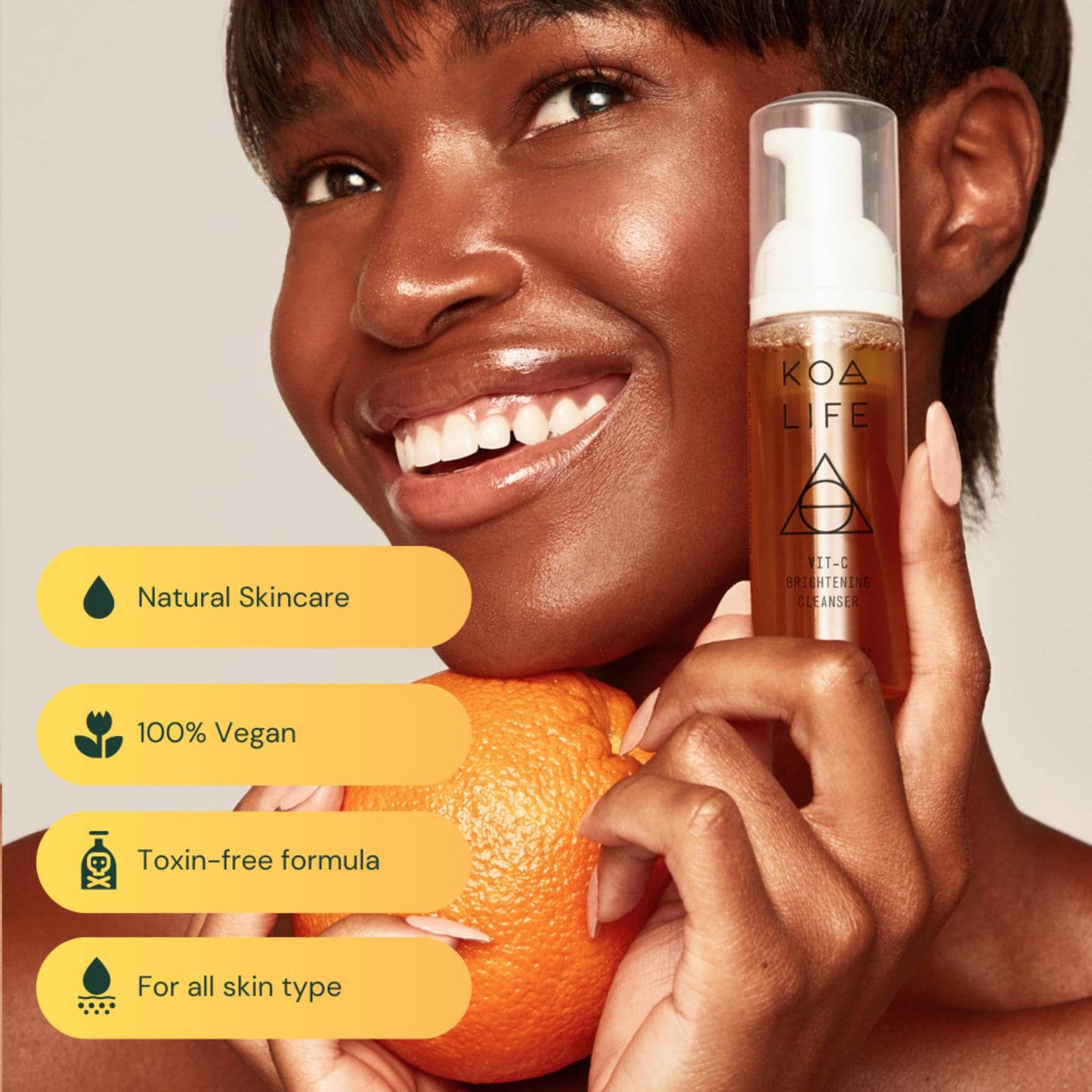 KOA LIFE Vit-C Illuminating Facial Cleanser - Vitamin C Facial Wash, Skin Illuminating Face Wash, Gentle Foam Cleanser, Vegan - 1.7 Fl Oz Beauty & Personal Care KOA LIFE