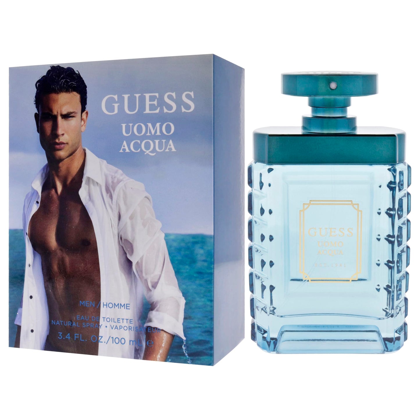 Guess Uomo Acqua Eau de Toilette Cologne Spray For Men, 3.4 Fl. Oz. Beauty & Personal Care GUESS
