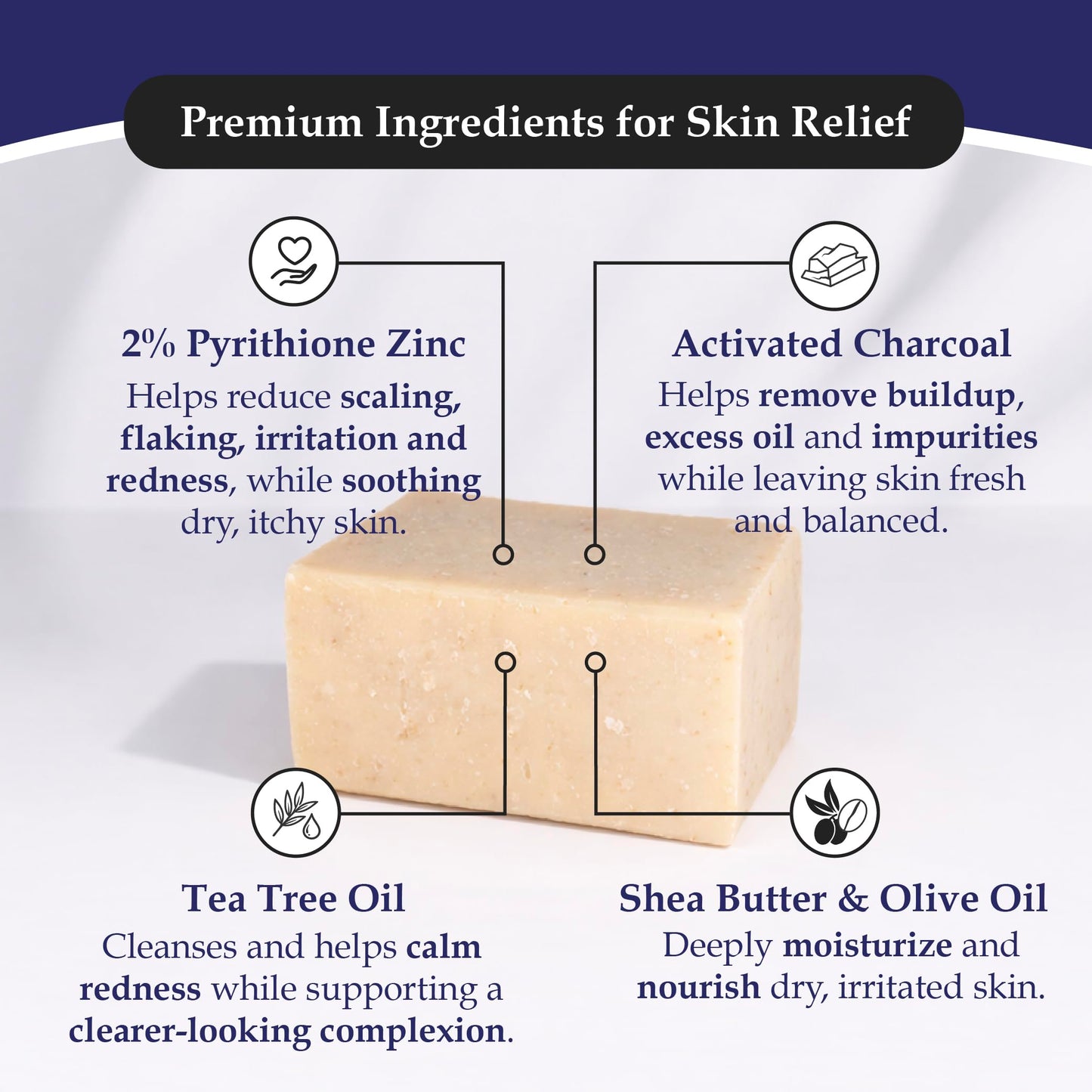 Noble Formula 2% Pyrithione Zinc Activated Charcoal Soap with Shea Butter and Tea Tree Oil - Face, Body and Scalp Deep Cleansing Bar for Oily or Flaky Beauty & Personal Care Noble Formula