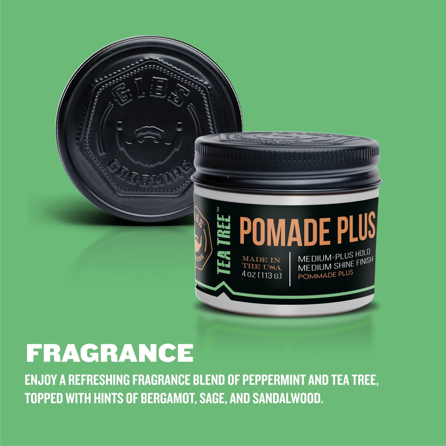 GIBS Tea Tree Pomade Plus, Medium-Plus Hold with Medium to High Shine, Clean ingredients and Made in USA, 4 oz Beauty & Personal Care GIBS