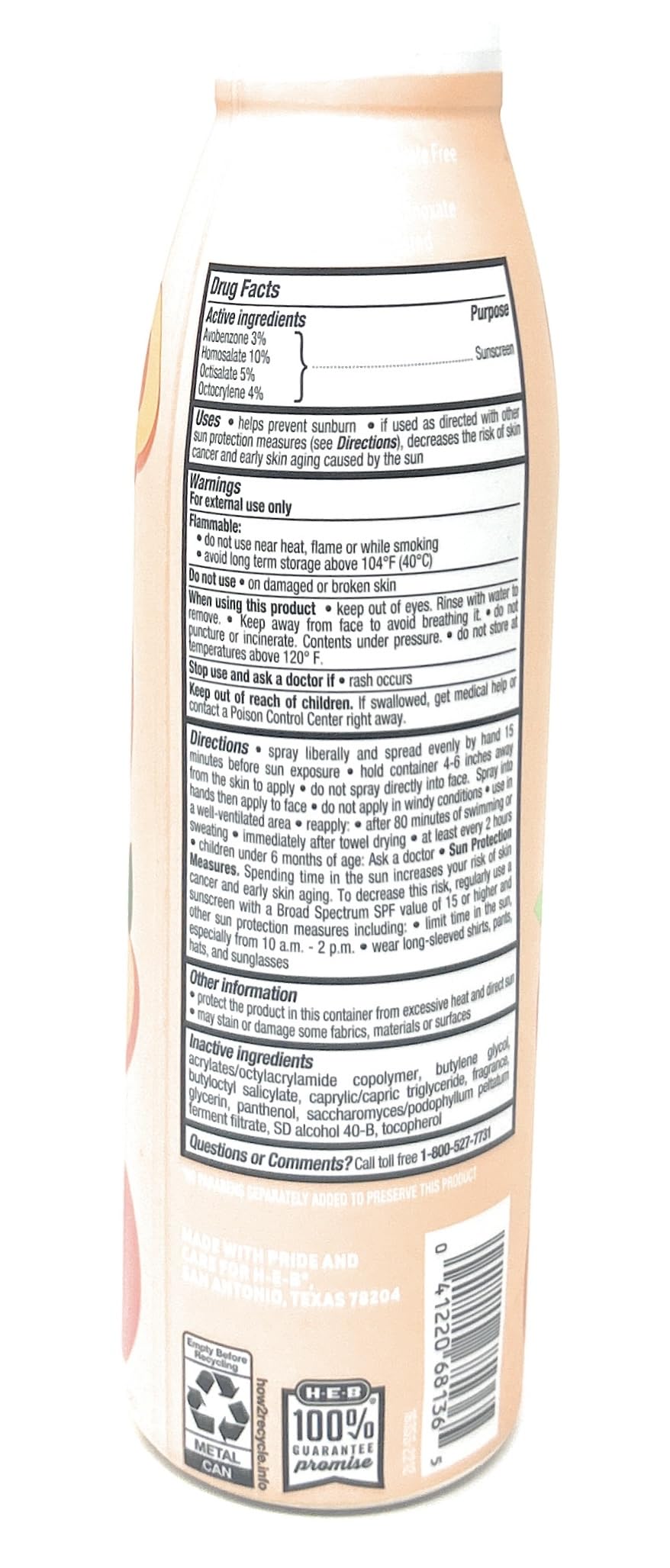 H-E-B Peach Bellini Scented Sunscreen Spray - SPF 50-5.5oz bottle Beauty & Personal Care H-E-B