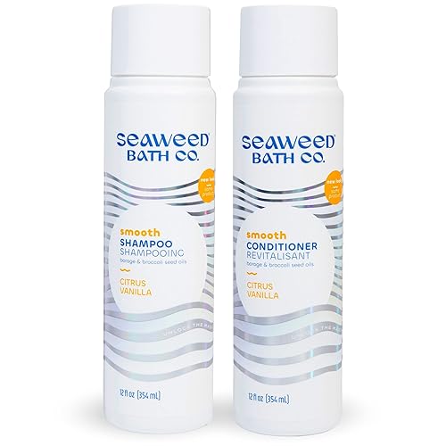 Seaweed Bath Co. Smooth Shampoo and Conditioner Set - Citrus Vanilla - Hydrate With Aloe, Borage Oil, and Broccoli Seed Oil for Sleek, Shiny Hair - 12 Beauty & Personal Care The Seaweed Bath Co.