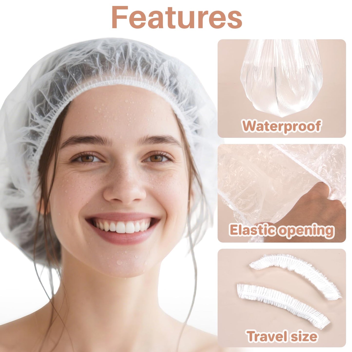 MAQIHAN 200 Disposable Shower Caps for Women - Medium Plastic Hair Caps for Hair Treatment, Clear Shower Cap for Kids Reusable Waterproof, Hair Care Beauty and Personal Care MAQIHAN