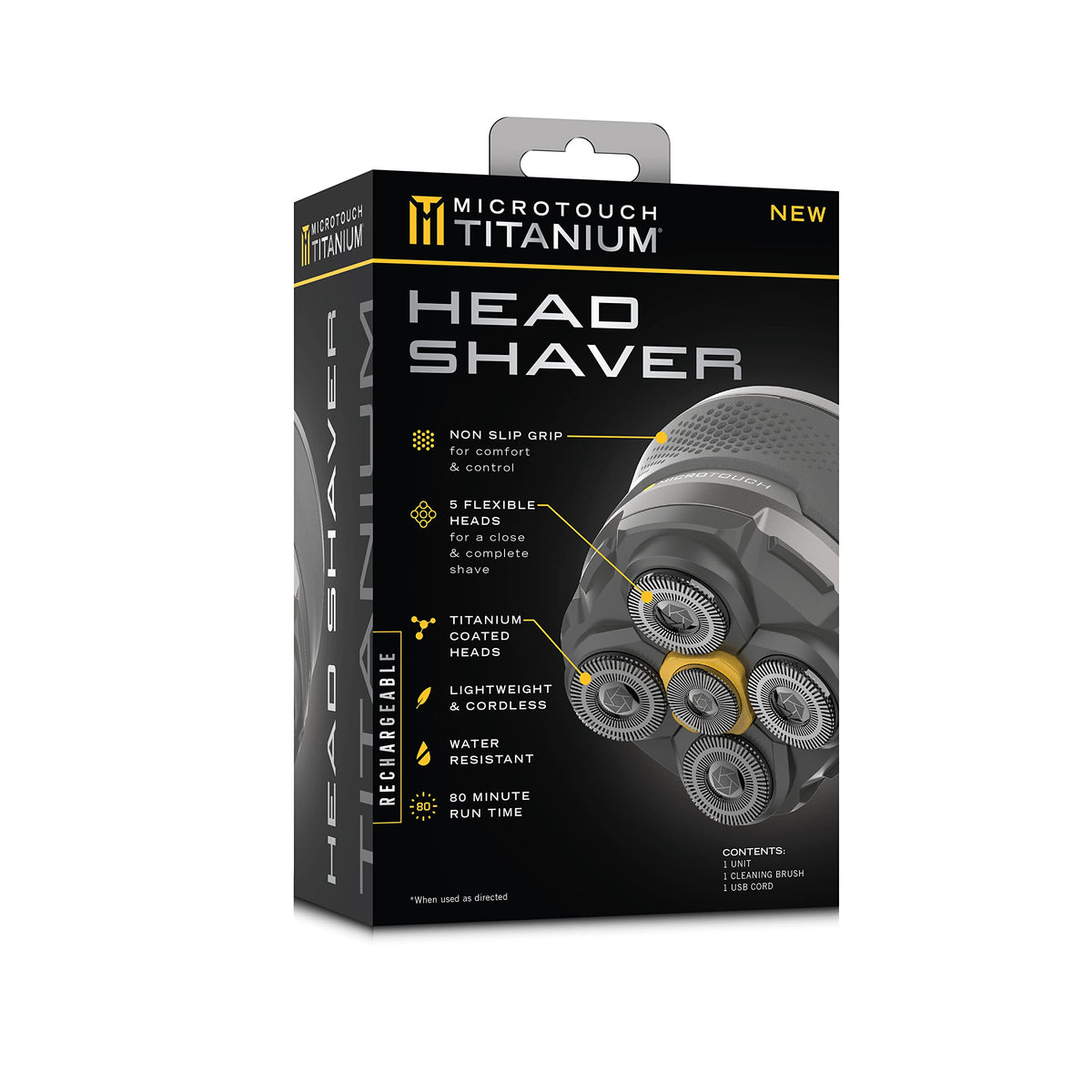 Microtouch Titanium Electric Head Shaver - Rechargeable Head and Face Shaver for Men, Cordless Razor Beauty & Personal Care Micro Touch