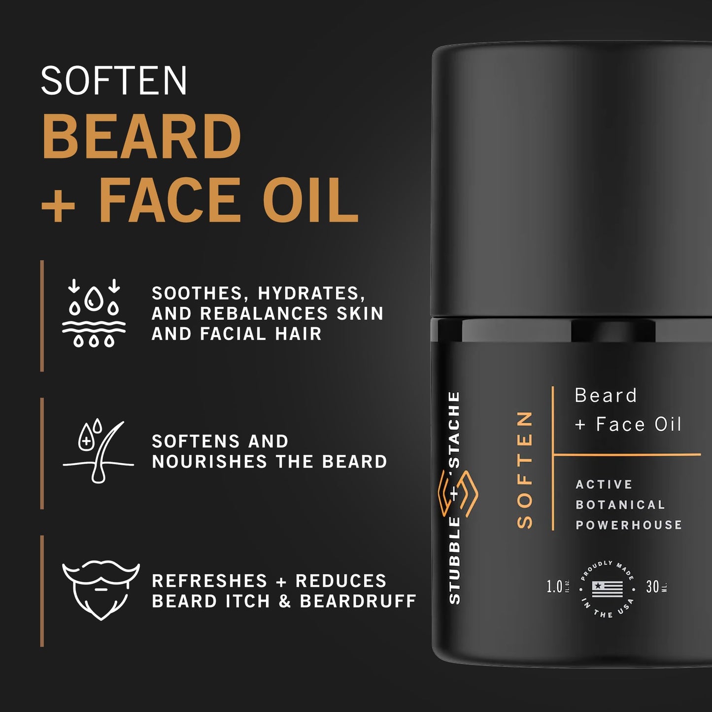 stubble & stache Hydrating Beard Oil for Men - Dual-Use Face & Beard Moisturizer & Conditioner with Baobab, Jojoba & Argan - Softens Hair, Stops Itch Beauty & Personal Care stubble & stache