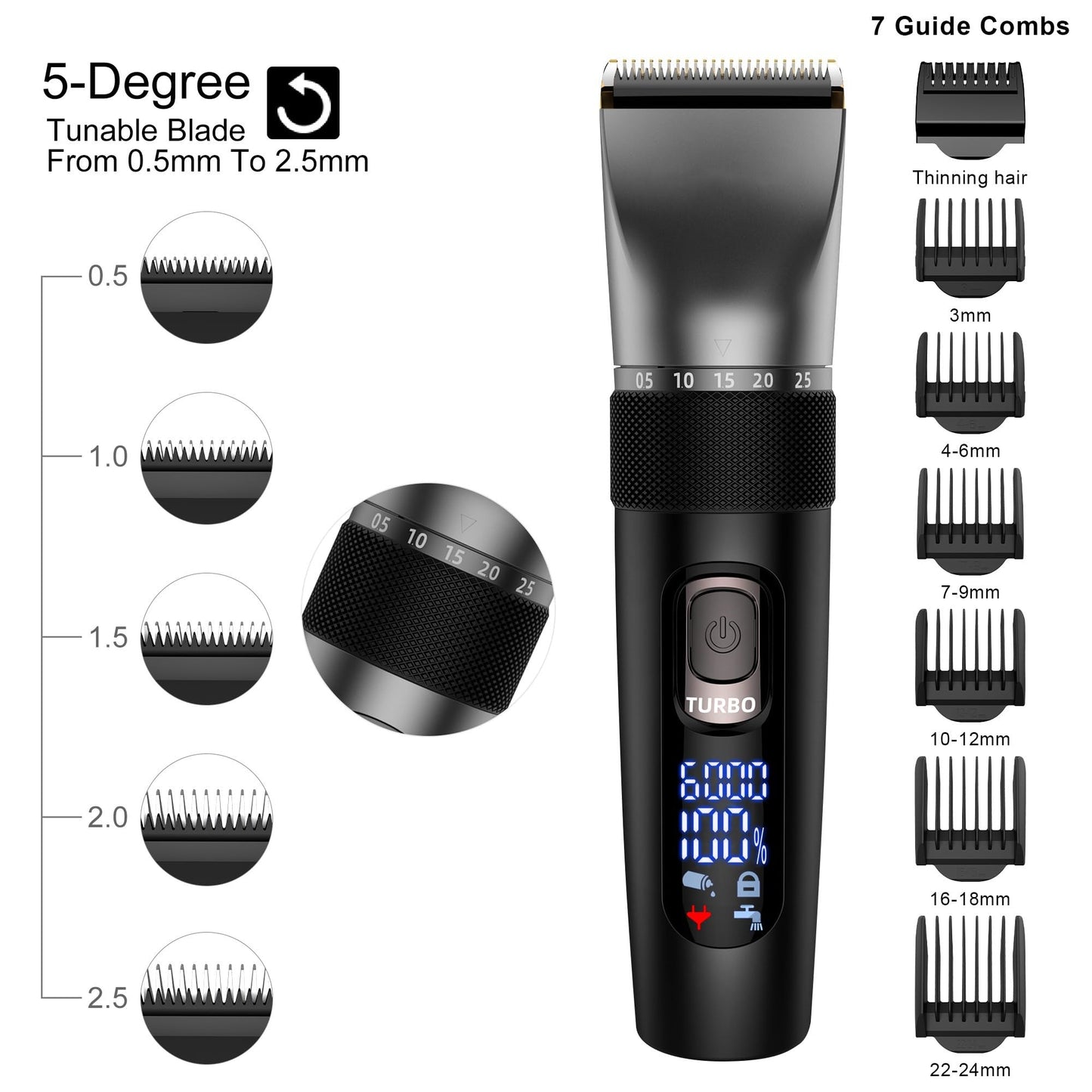 GLESVOWIO Hair Clippers for Men Professional Hair Clipper Set Multifunction Haircut for Men Stainless Steel Blade Hair Trimmer Nose Hair Trimmer Beard Beauty and Personal Care GLESVOWIO