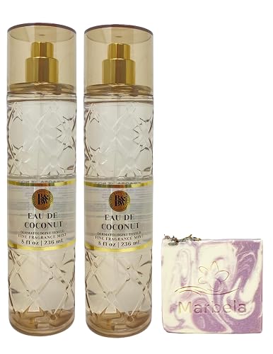 Bath & Body Works Eau De Coconut 2 Fine Fragrance Mists with a Lavender Dream Bar Soap Beauty & Personal Care Bath & Body Works