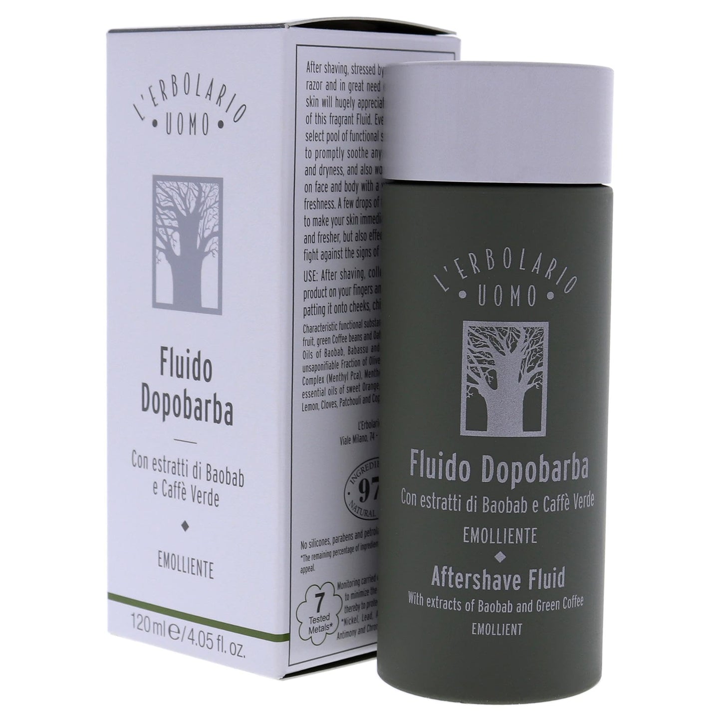 L'Erbolario Baobab And Green Coffee Aftershave Fluid - For Instantly Reducing Any Redness Caused By Shaving - Soothe Any Feelings Of Discomfort Beauty and Personal Care L'Erbolario