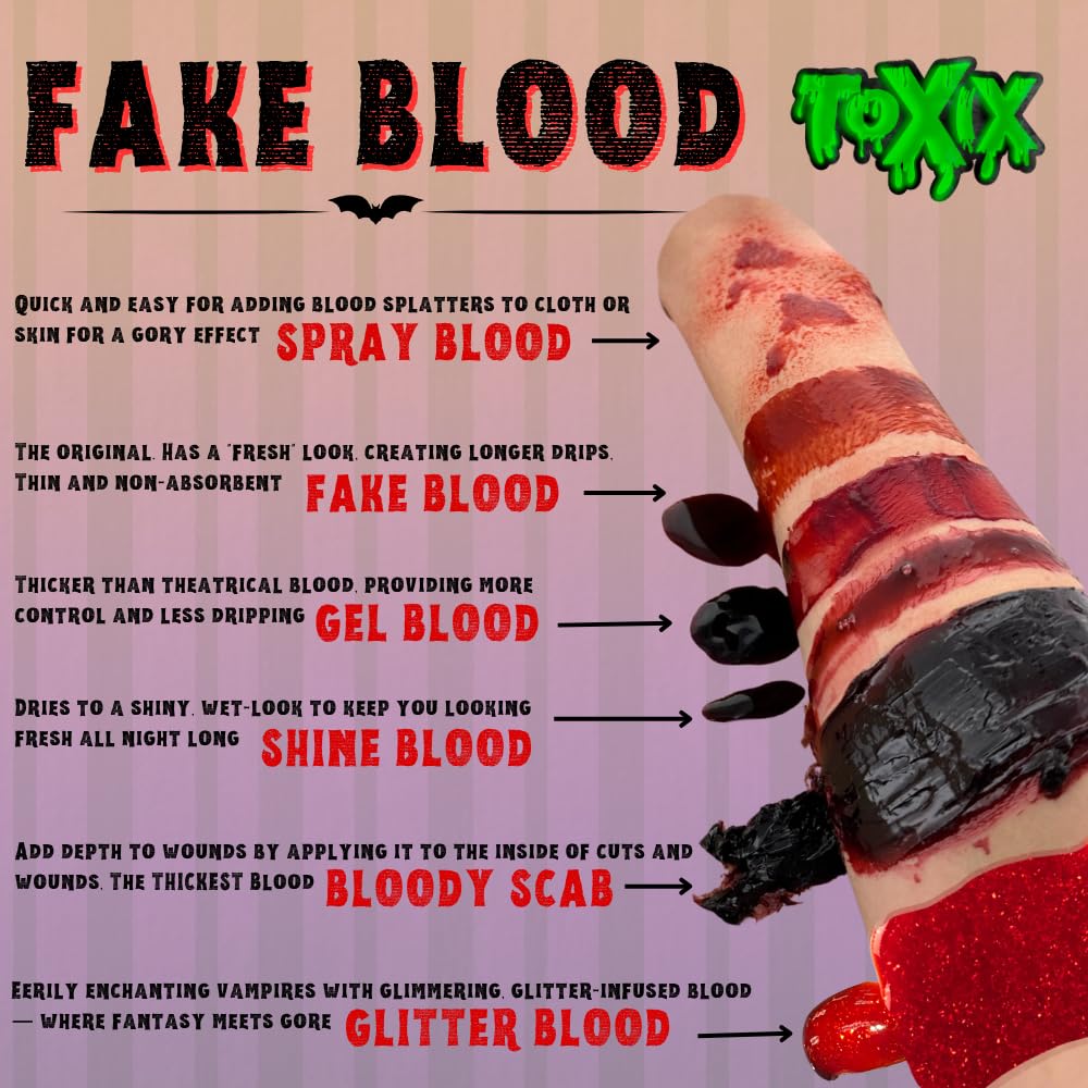 Sparkling Red Glitter Fake Blood - 1 oz | Realistic Halloween Costume Makeup for Gory Effects and Special Effects, Beauty in Glitter Infused Halloween Beauty & Personal Care Liquid Latex Fashions