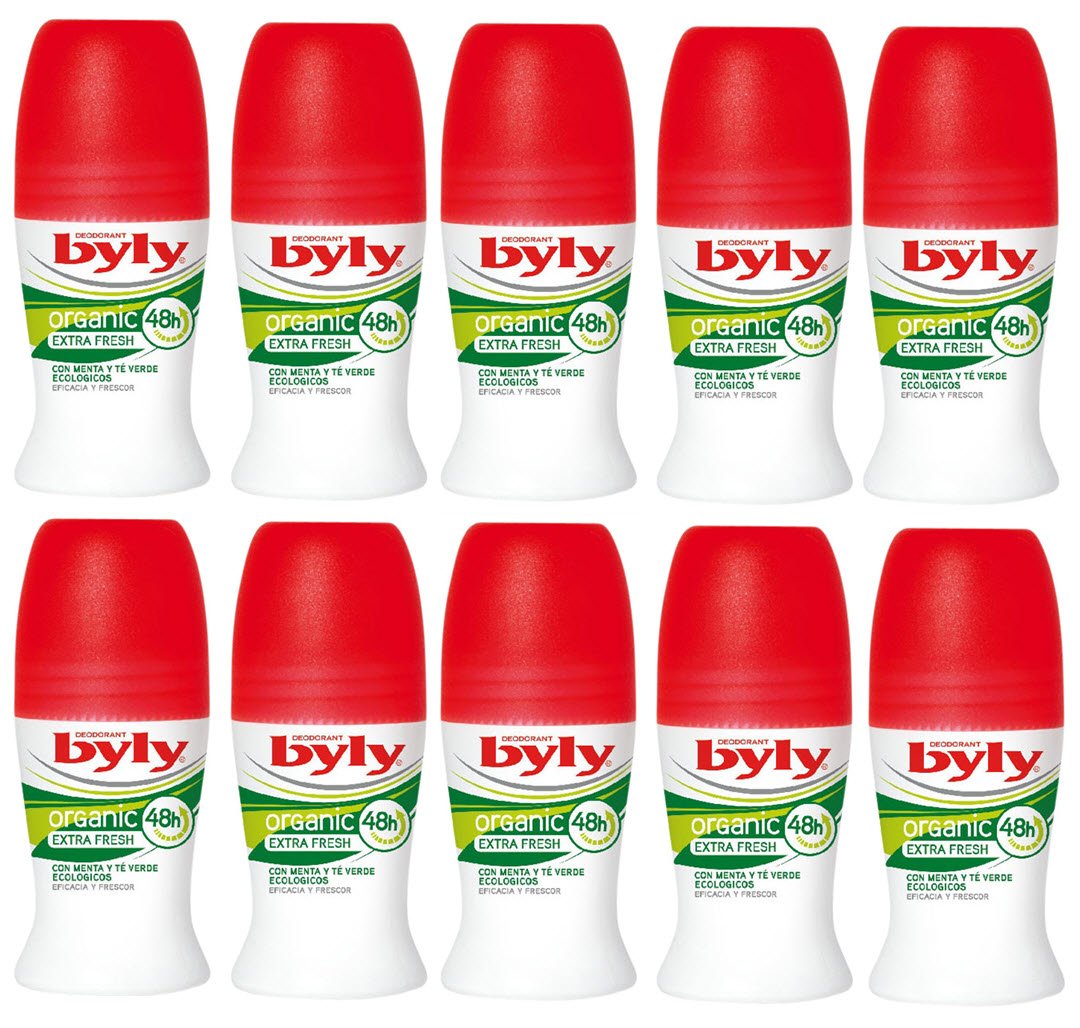 Byly Deo Deodorant Roll-on Organic Extra Fresh 50ml Pack of 10 Beauty and Personal Care BYLY