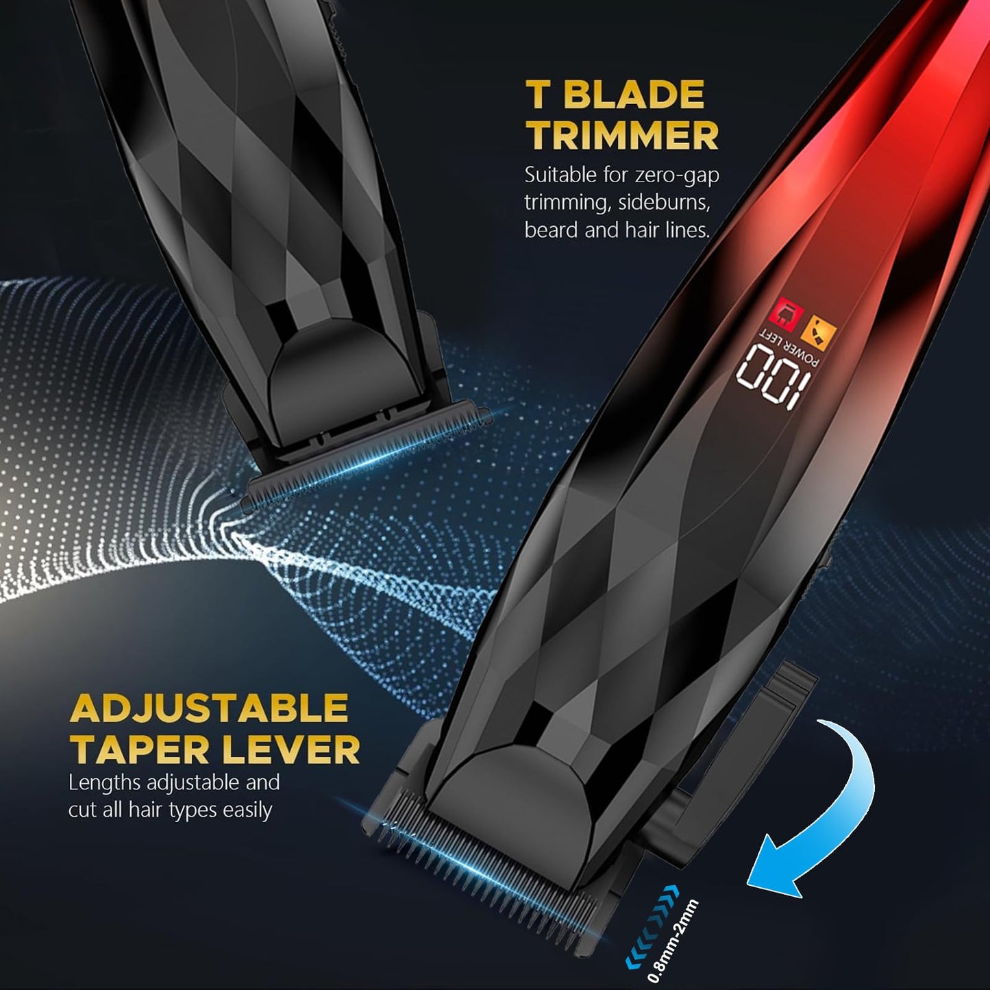 WAIKIL Professional Hair Clipper and Trimmer Set for Men, Cordless Barber Clippers with LED Display, Rechargeable Hair Cutting Kit for Hair, Beard Beauty and Personal Care WAIKIL