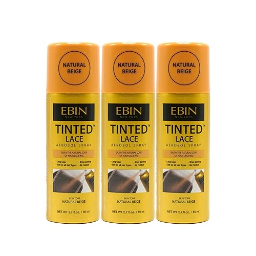 EBIN NEW YORK Tinted Lace Aerosol Spray 3pack - Natural Beige 2.7 Oz/ 80 mL | Quick Dry, Water-Resistant, No Residue, Even Spray, Matching Skin Tone Beauty & Personal Care EBIN NEW YORK