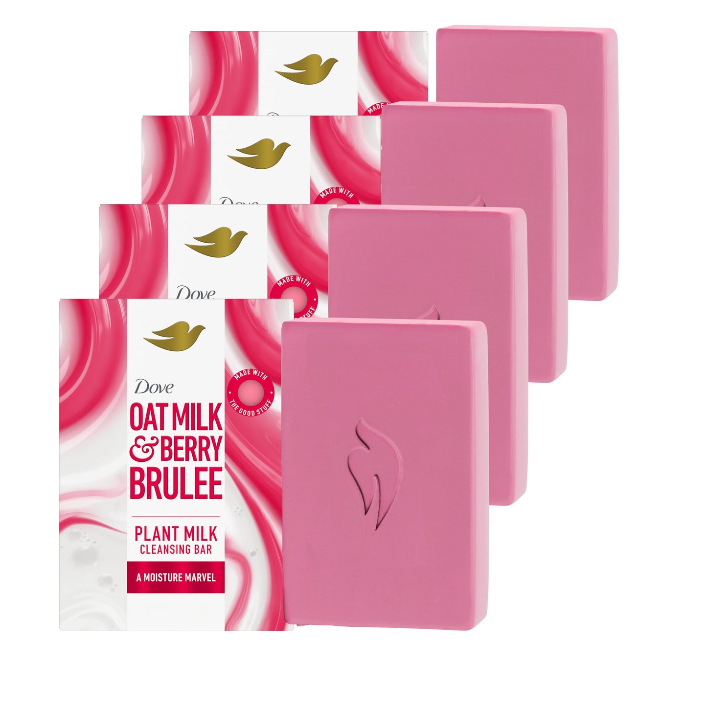 Dove Plant Milk Cleansing Bar Soap Oat Milk & Berry Brulee Moisture Marvel 4 Count for Moisturized Skin Gentle Cleanser, No Sulfate Cleansers or Beauty & Personal Care Dove