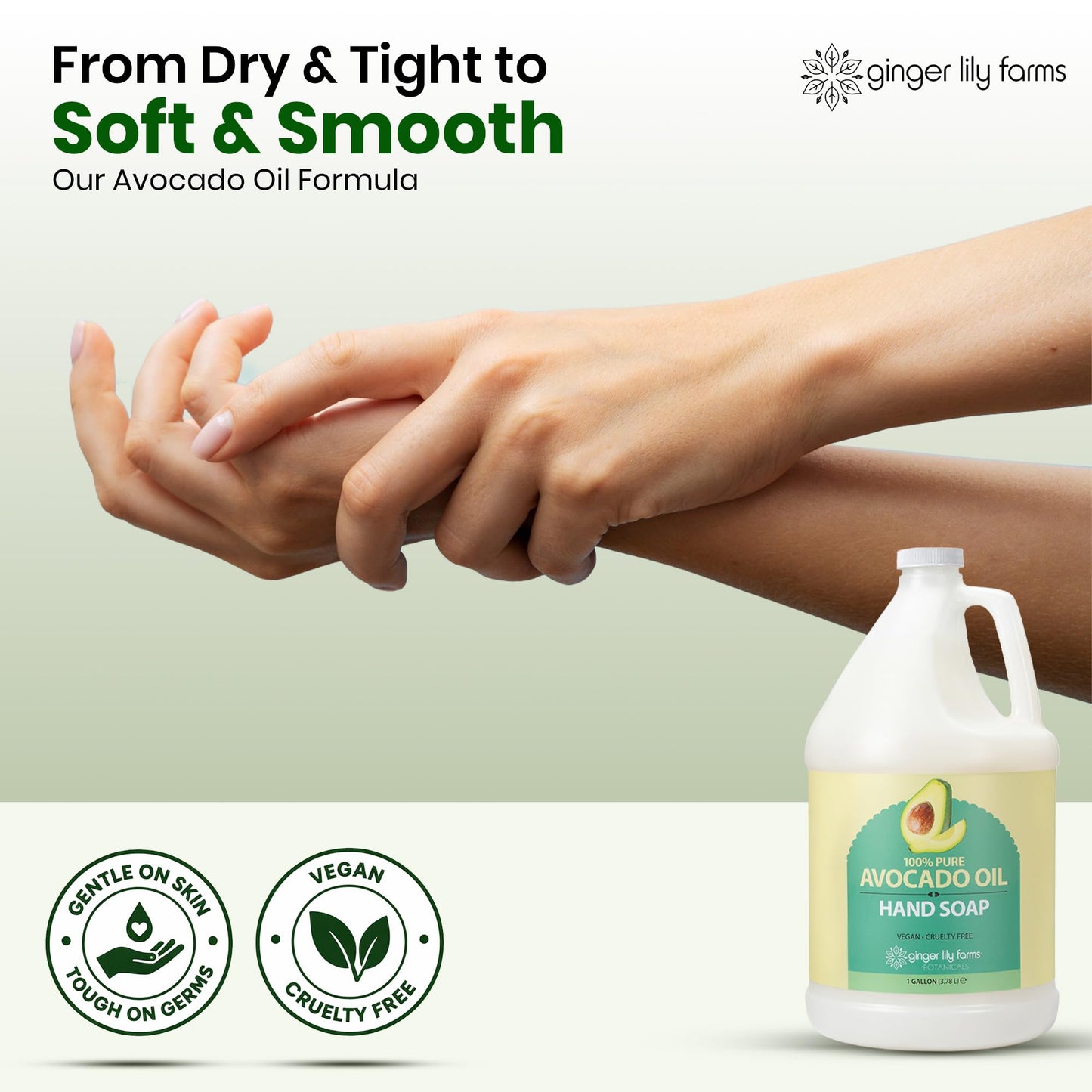 Ginger Lily Farms Botanicals 100% Pure Avocado Oil Hand Soap for All Skin Types, 100% Vegan & Cruelty-Free, 1 Gallon Refill (Pack of 4) Beauty & Personal Care Ginger Lily Farms